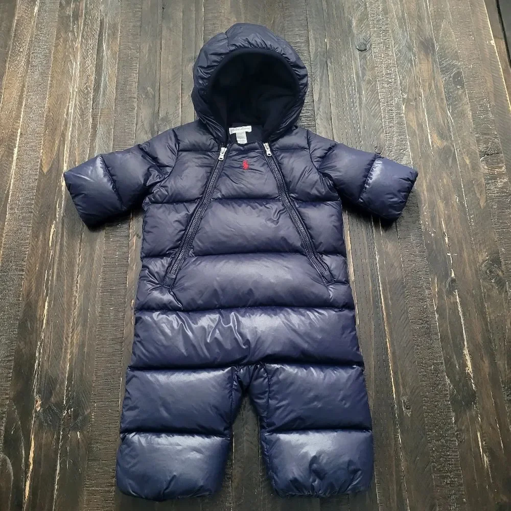 Ralph Lauren Baby Down Snowsuit Winter Puffer One Piece Size 6M